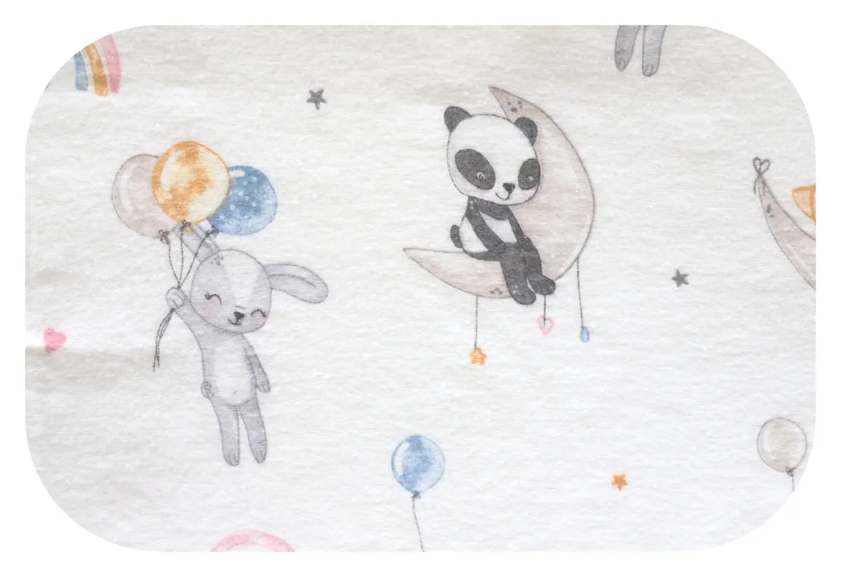 Flanell Windel 70x80 - Panda Fuchs auf dem Mond