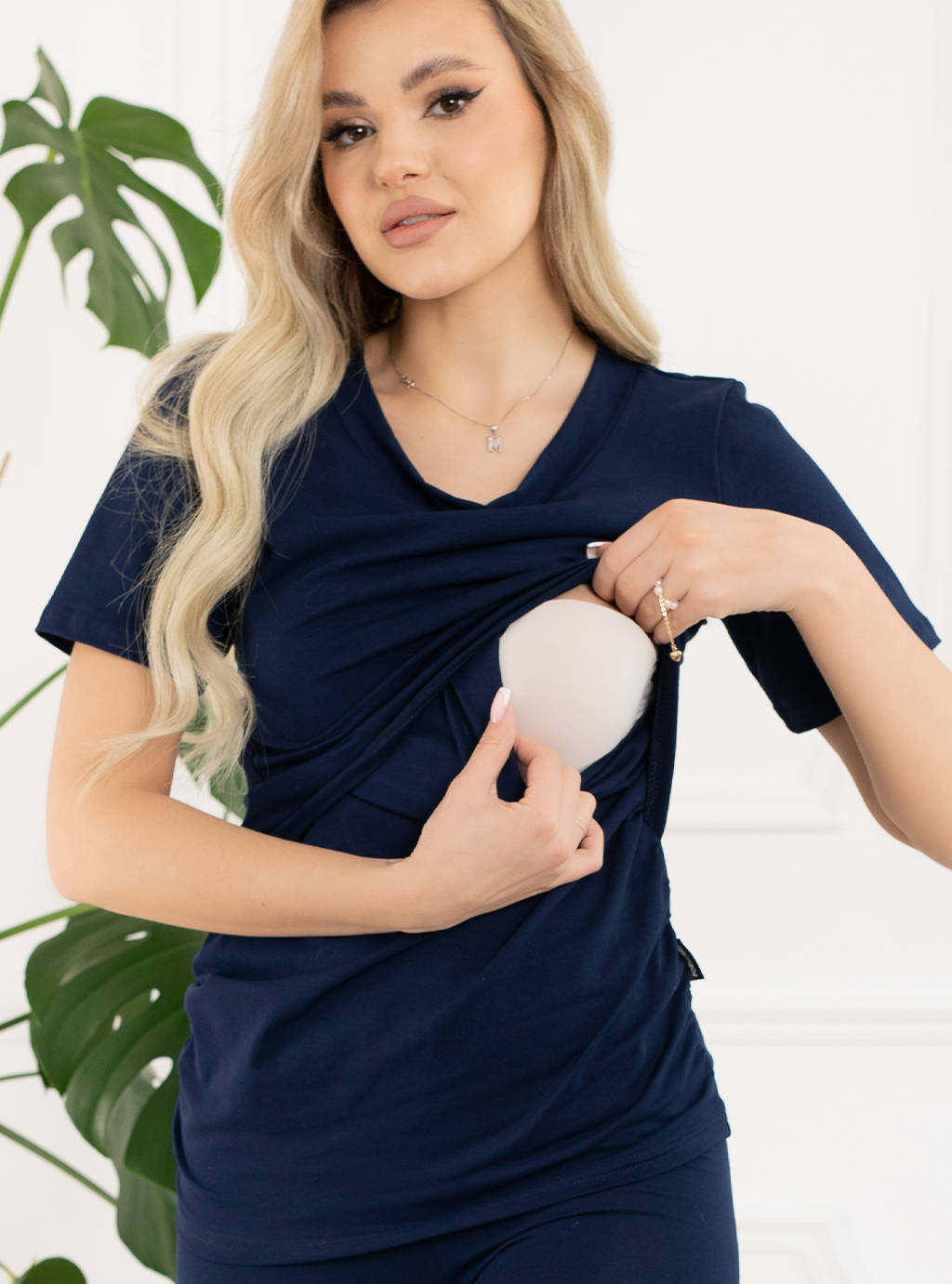 Koszula ciążowa Serca - niebieskie