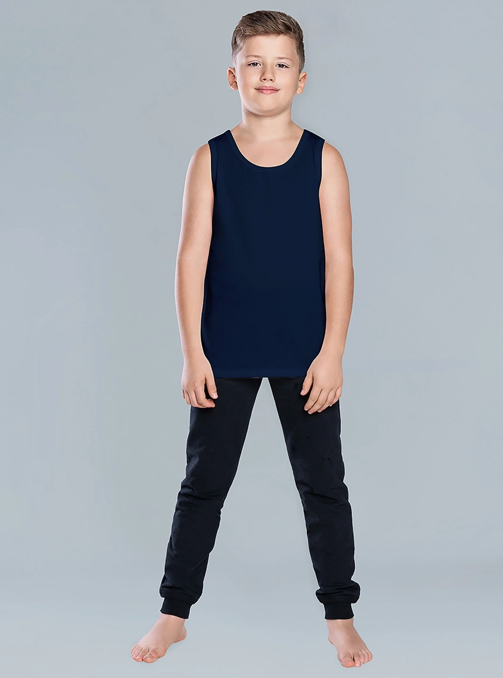 Tytus Jungen-T-Shirt mit breiten Trägern, Marineblau