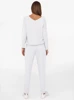  Karina Langarm-Trainingsanzug-Set für Damen. lange weiße Hose