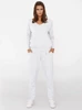  Karina Langarm-Trainingsanzug-Set für Damen. lange weiße Hose