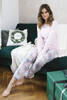  Langarm-Pyjama „Aloe“ für Damen. lange Hose rosa/gemustert