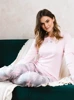  Langarm-Pyjama „Aloe“ für Damen. lange Hose rosa/gemustert