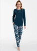  Langärmliger Pyjama für Damen von Hariet. Lange Hose, blaugrün/gemustert