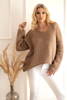 ASYMMETRISCHER Cappuccino-Pullover mit OVERSIZE-V-AUSSCHNITT