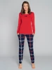 Langärmliger Pyjama für Damen von Izera. lange Hose rot/print