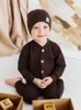 Natürliches Waffel-Baby-Sweatshirt – Mokka