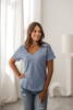Umstands- und Stillbluse M-Shirt V-Ausschnitt, blau