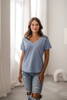 Umstands- und Stillbluse M-Shirt V-Ausschnitt, blau