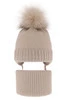 Winterset für Mädchen: Mütze und Schlauchschal mit Bommel in Beige Renia