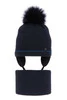Winterset Jungen: Mütze und Schlauchschal mit Bommel Navy Blau Burgund
