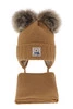 Winterset für Jungen: Mütze und Schal mit zwei Bommeln in Camel Jewel