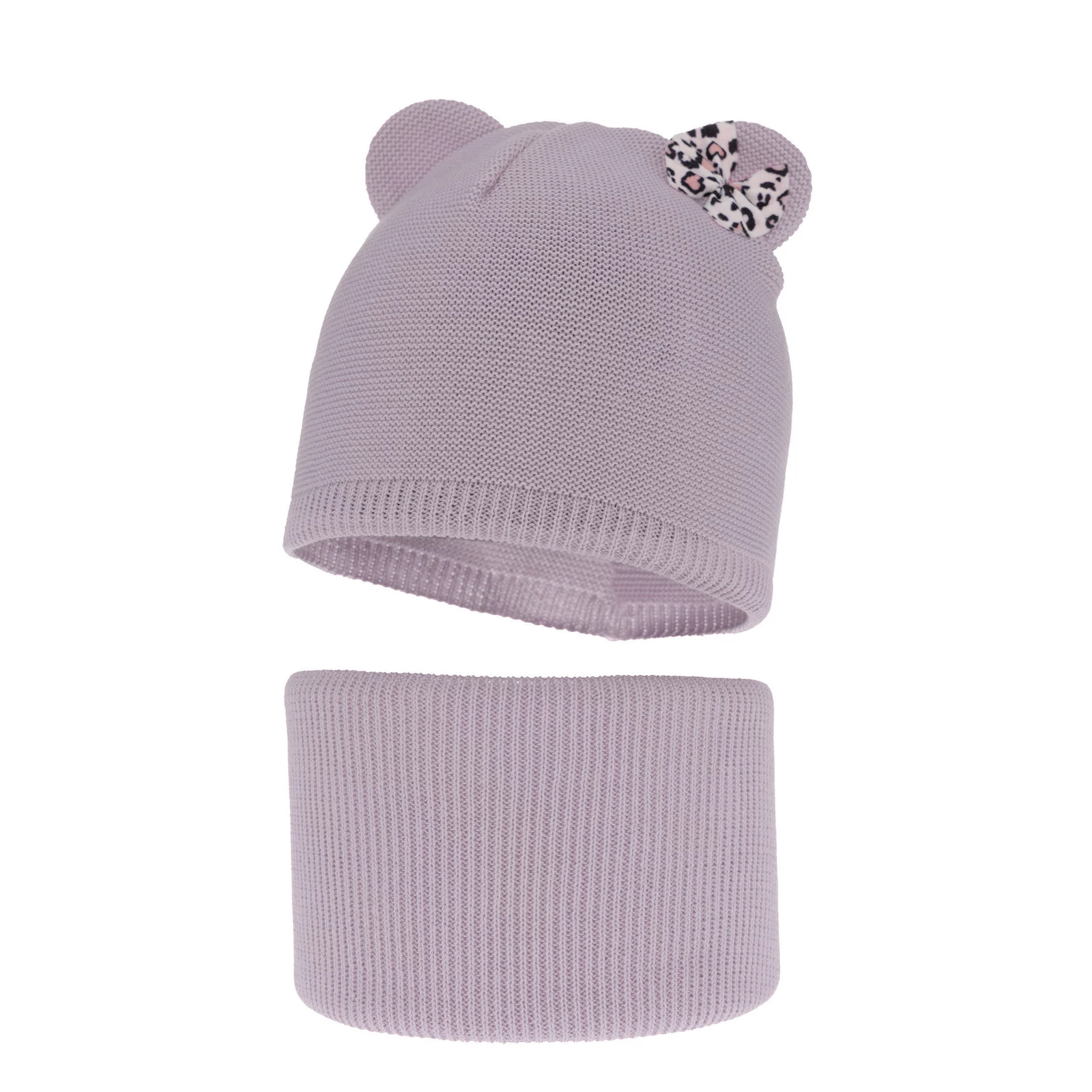 Herbst und Frühlingsset Mädchen: Mütze und Schlauchschal, mit Baumwolle, Violett Nicolette
