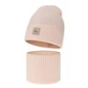 Herbst und Frühlingsset Mädchen: Mütze und Schlauchschal, 100% Merinowolle, Rosa, Vanita