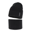 Herbst und Frühlingsset Jungen: Mütze und Schlauchschal, mit Baumwolle, Black Timothe
