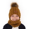 Winterset Jungen: Mütze und Schlauchschal mit Bommel Navy Blau Remes