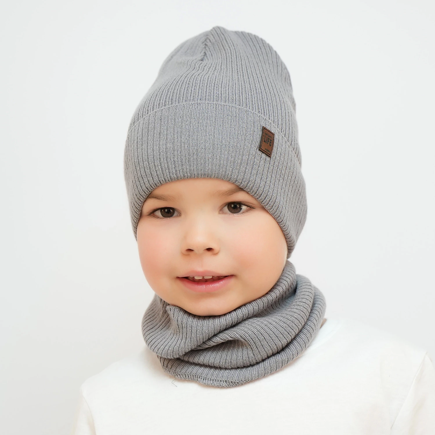 Herbst und Frühlingsset Jungen: Mütze und Schlauchschal, mit Baumwolle, Schwarz Dragon