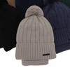 Winterset für Jungen: Mütze und Schlauchschal mit Bommel in Beige aus Merinowolle Talar