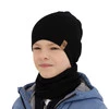 Herbst und Frühlingsset Jungen: Mütze und Schlauchschal 100% extrafeine Merinowolle Navy Blau Richi