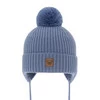 Wintermütze Jungen 100% extrafeine Merinowolle, gefüttert mit Wollfleece Blau Tacco