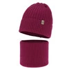 Winterset Mädchen: Mütze und Schlauchschal aus 100% Merinowolle, Amaranth, Patricia