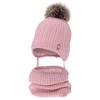 Winterset Mädchen: Mütze und Schlauchschal mit Merinowolle, Rosa, Muanda