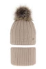 Winterset Mädchen: Mütze und Schlauchschal mit Bommel Beige Amaltea