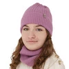 Winterset Mädchen: Mütze und Schlauchschal aus 100% Merinowolle, Schwarz, Patricia