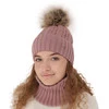 Winterset Mädchen: Mütze und Schlauchschal mit Bommel Violett Felia