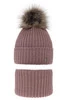 Winterset Mädchen: Mütze und Schlauchschal mit Bommel Rosa Willow