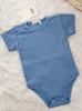 Kurzarm-Baby-Body – Farbe Ozean