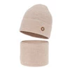 Herbst und Frühlingsset Mädchen: Mütze und Schlauchschal 100% extrafeine Merinowolle Beige Brook