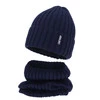 Winterset Jungen: Mütze und Schlauchschal, Winter, granatowy, mit Merinowolle, podszyty polarem, Banasko