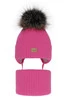 Winterset Mädchen: Mütze und Schlauchschal mit Bommel Rosa Dilajla