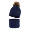 Winterset für Jungen: Mütze und Schlauchsch mit Bommel in Navy Blue Lars