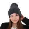 Wintermütze Damen 100% extrafeine Merinowolle Grau Ariga