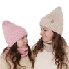 Winterset Mädchen: Mütze und Schlauchschal 100% extrafeine Merinowolle Rosa Nelita