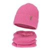 Mütze und mit Fleece gefütterter Schlauchschal für Mädchen Winterset, rosa, mit Merinowolle, Odette