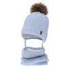 Mütze und Halswärmer für Jungen, Winter-Set, Light Blau, mit Merinowolle, zum Binden Zongo