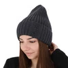 Wintermütze Damen 100% extrafeine Merinowolle Grau Ariga