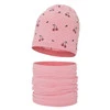 Herbst und Frühlingsset Mädchen baumwolle: Mütze und Schlauchschal Rosa Cerise