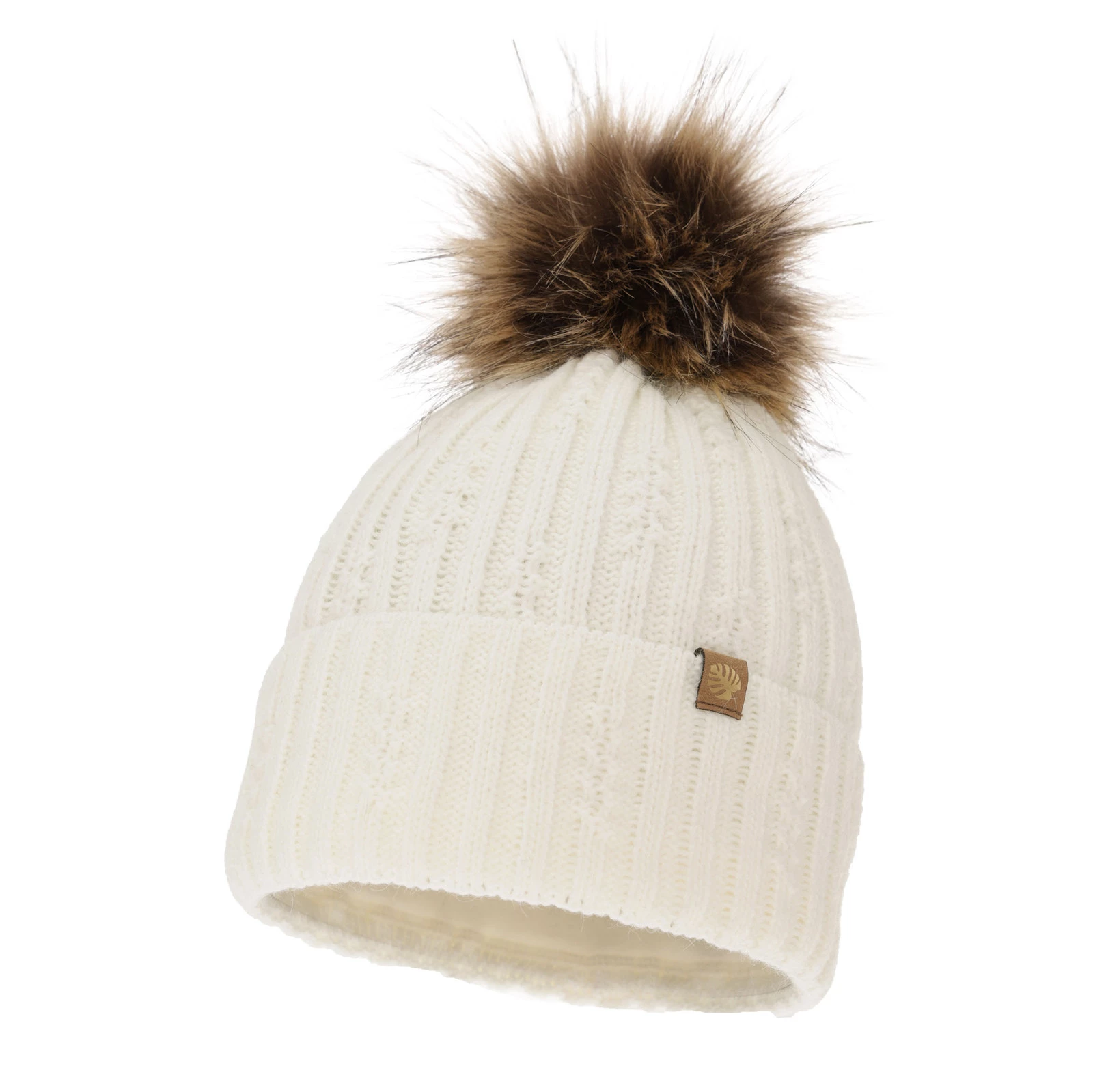 Wintermütze Damen mit Bommel Cremefarben Savona