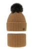 Winterset für Jungen: Mütze und Schlauchschal mit Bommel in Camel Wonder