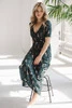 Two Ways LONG Umstands- und Stillkleid, flaschengrün mit Zweigen