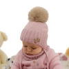Winterset für Mädchen: Mütze und Schlauchschal mit Bommel in Beige Talena