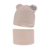 Herbst und Frühlingsset Mädchen: Mütze und Schlauchschal, mit Baumwolle, Beige Nicolette