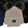 Winterset für Jungen: Mütze und Schlauchschal mit zwei Bommeln Beige Tokio