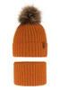 Winterset für Jungen: Mütze und Schlauchschal mit Bommel in Orange Onyks