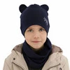 Herbst und Frühlingsset Jungen: Mütze und Schlauchschal Navy Blau Cymes