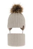 Winterset für Jungen: Mütze und Schlauchschal mit Bommel in Beige Indigo